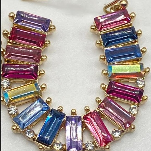 Crystal Baguette Horseshoe Drop Earrings - Picture 2 of 3